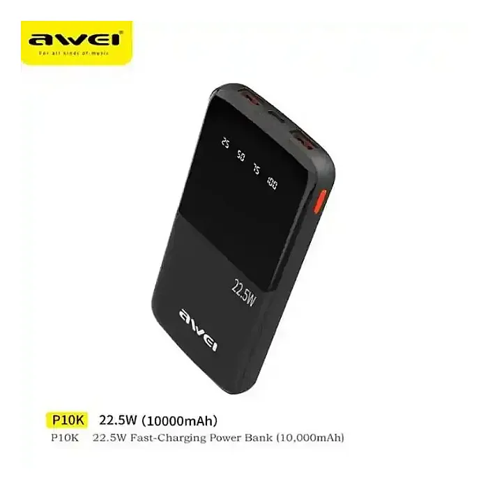 AWEI P10K 10000mAh 22.5W Fast Charging Dual Output Ports Digital...